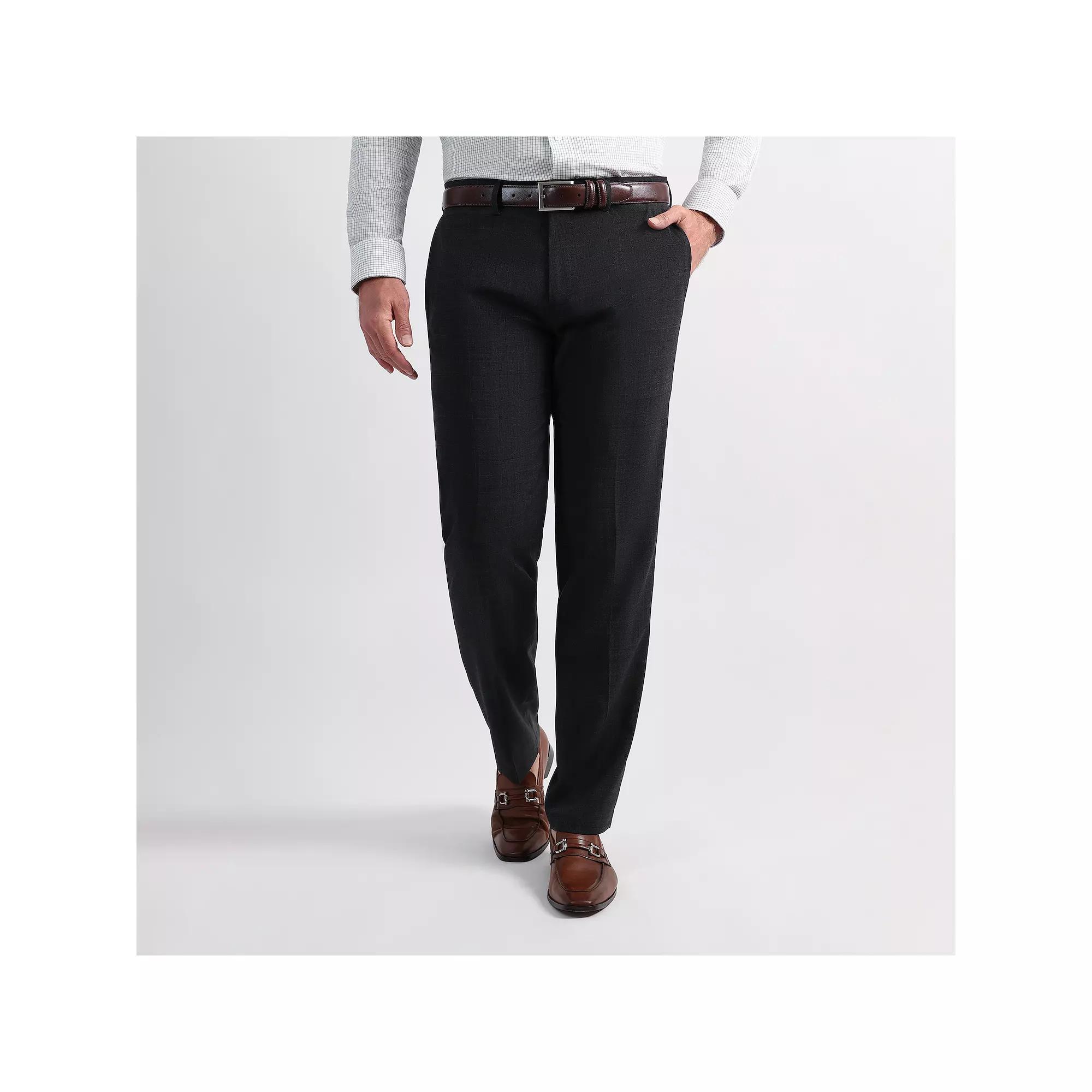 Men's Haggar® Windowpane Tailored-Fit Flat-Front Dress Pants, Size: 36 X 32, Grey Product Image