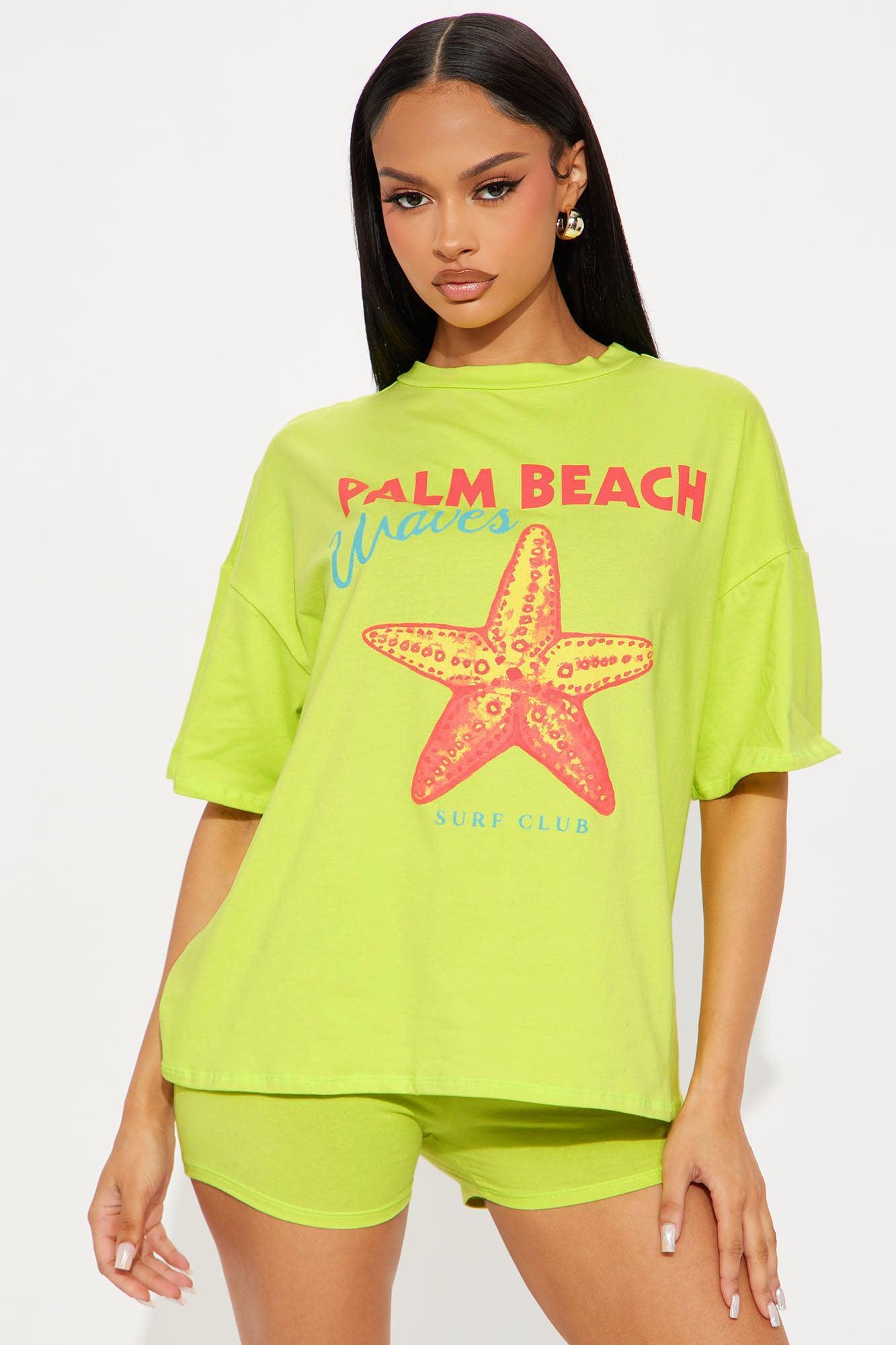 Palm Beach Waves Biker Short Set - Chartreuse Female Product Image