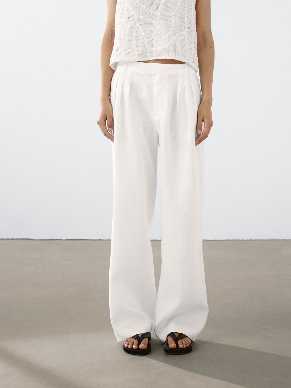 100% linen triple darted trousers Product Image