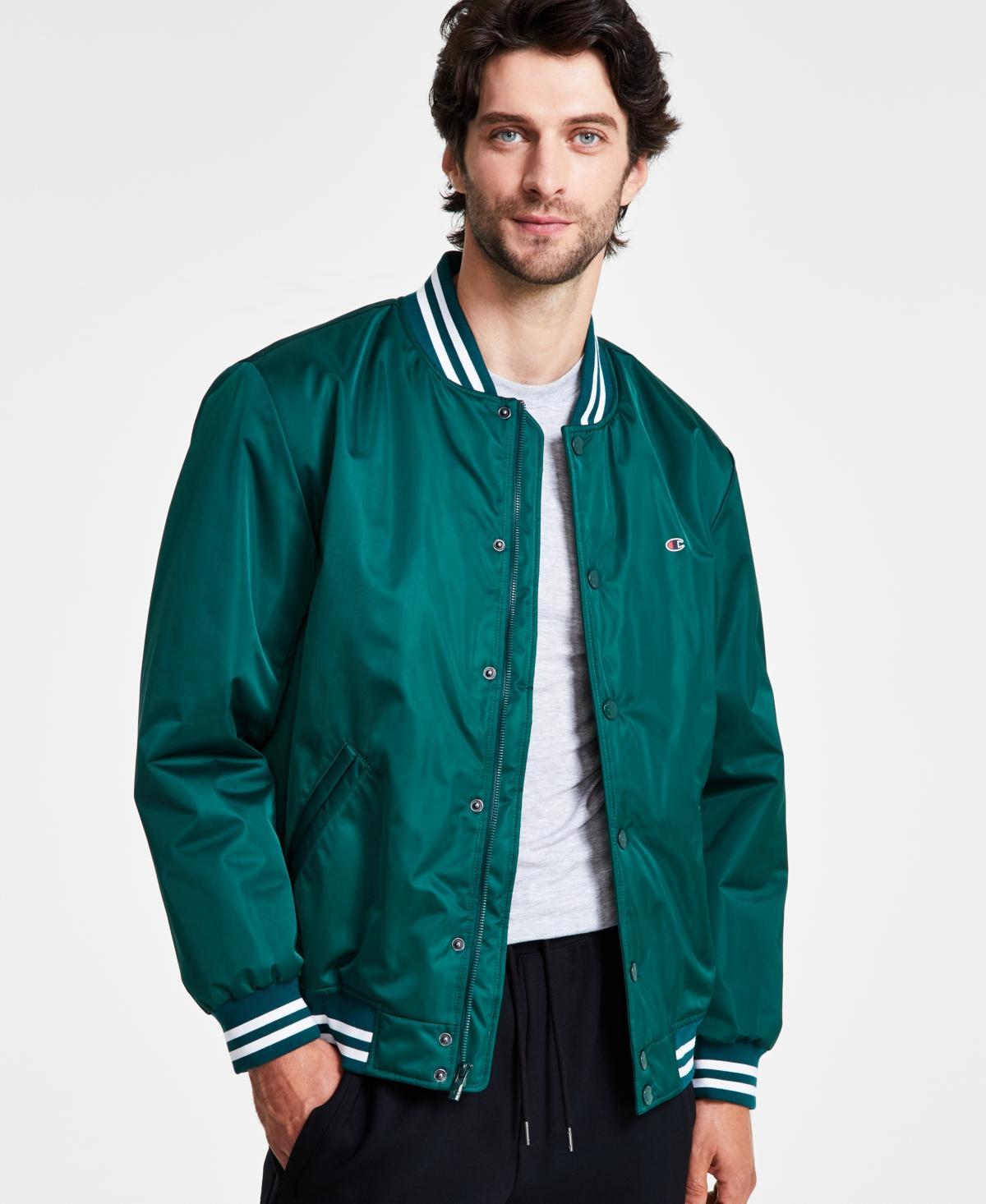 Men's Champion® Classic Varsity Bomber Jacket with Quilted Lining, Size: Large, Black Product Image