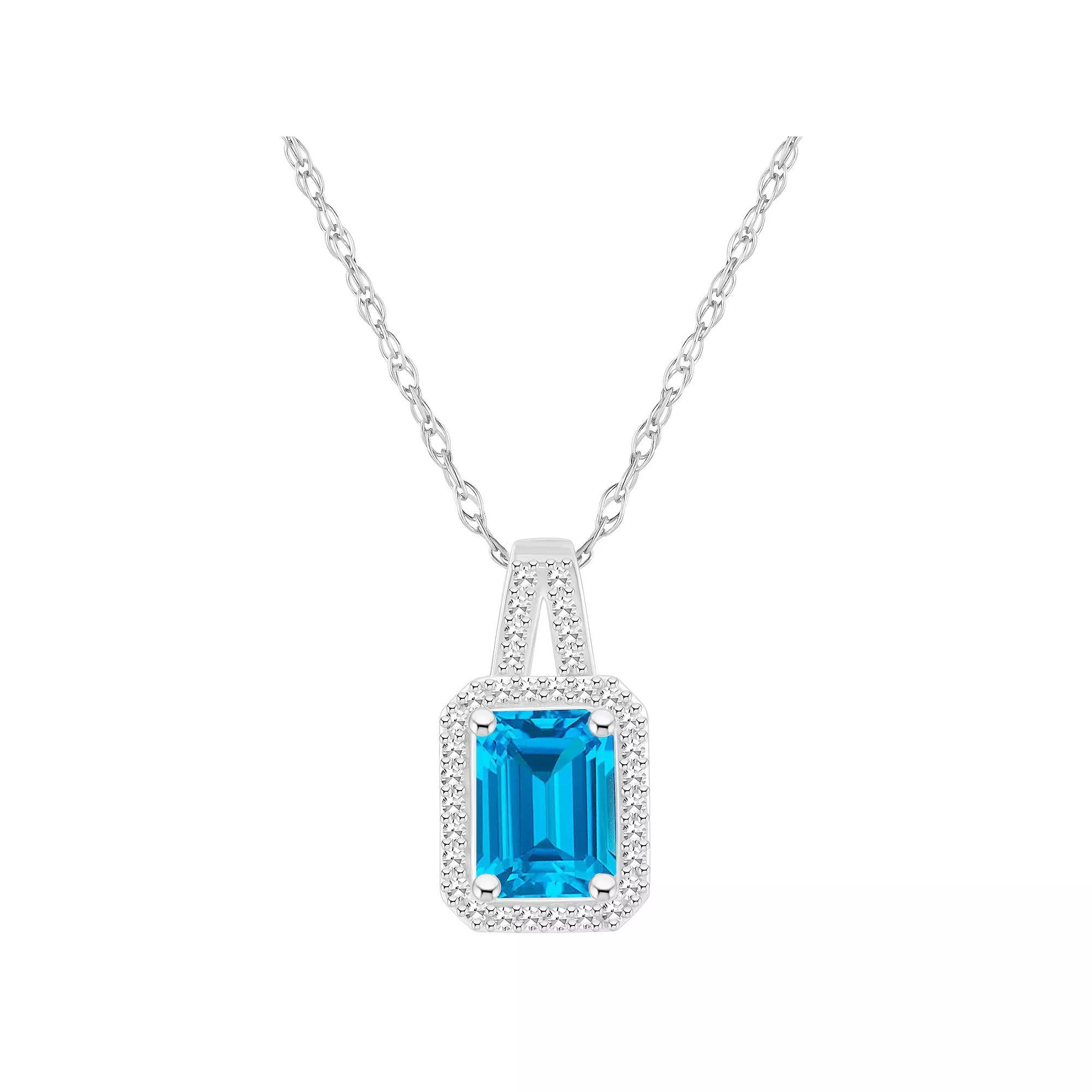 Celebration Gems Sterling Silver Gemstone & 1/6 Carat T.W. Diamond Halo Pendant Necklace, Women's, Size: 18", Citrine Product Image