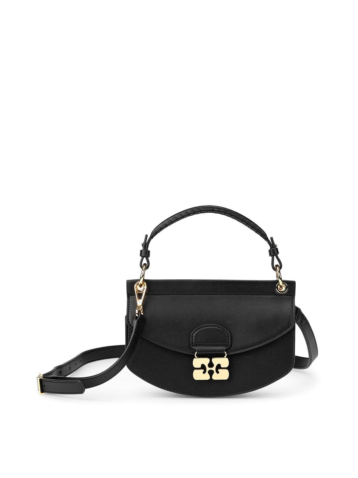 GANNI Womens Black Apo-g Mini Leather-blend Top-handle Bag Product Image