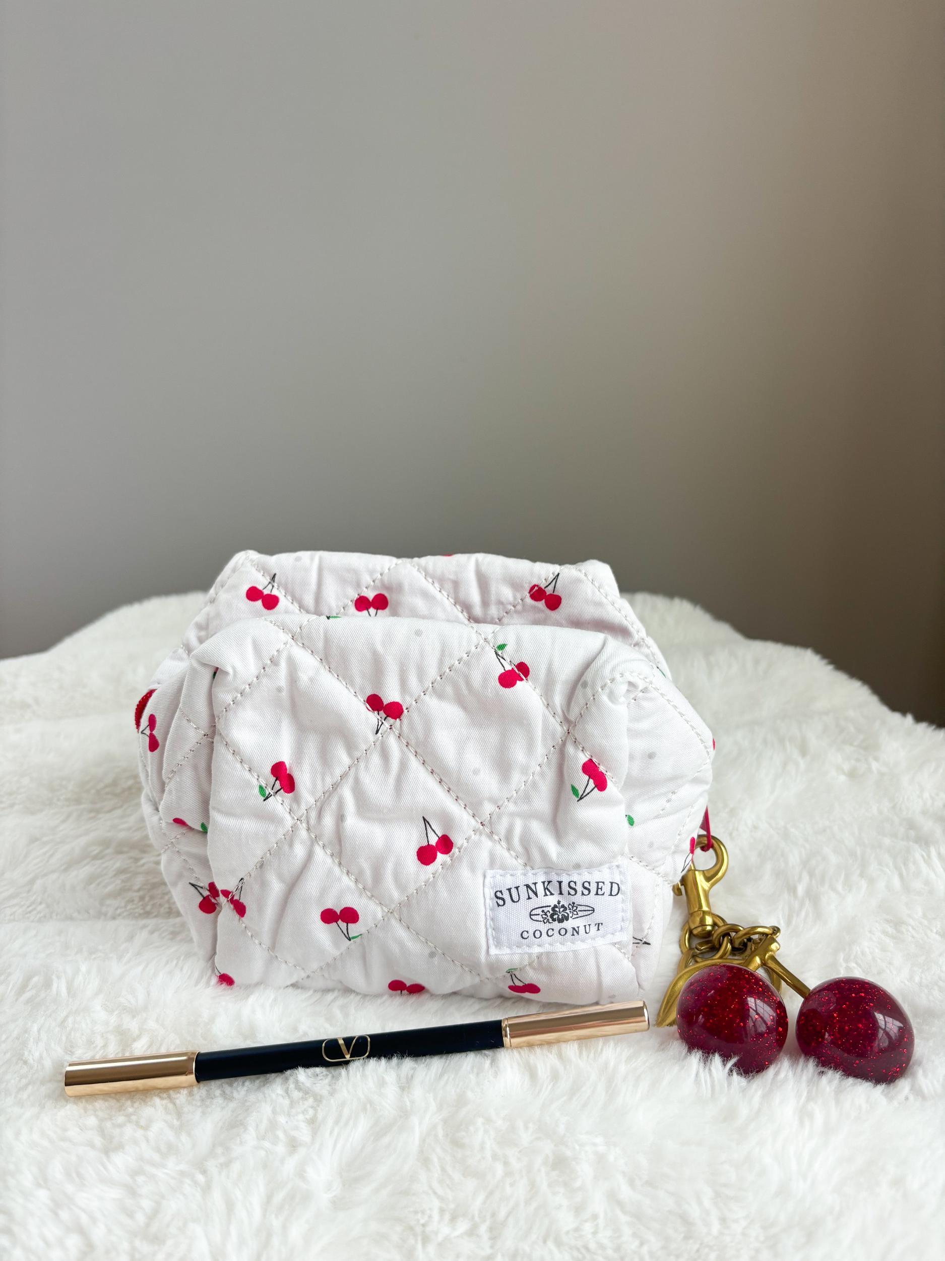 Large Cherry Quilted Handmade Travel Bag Girls Product Image