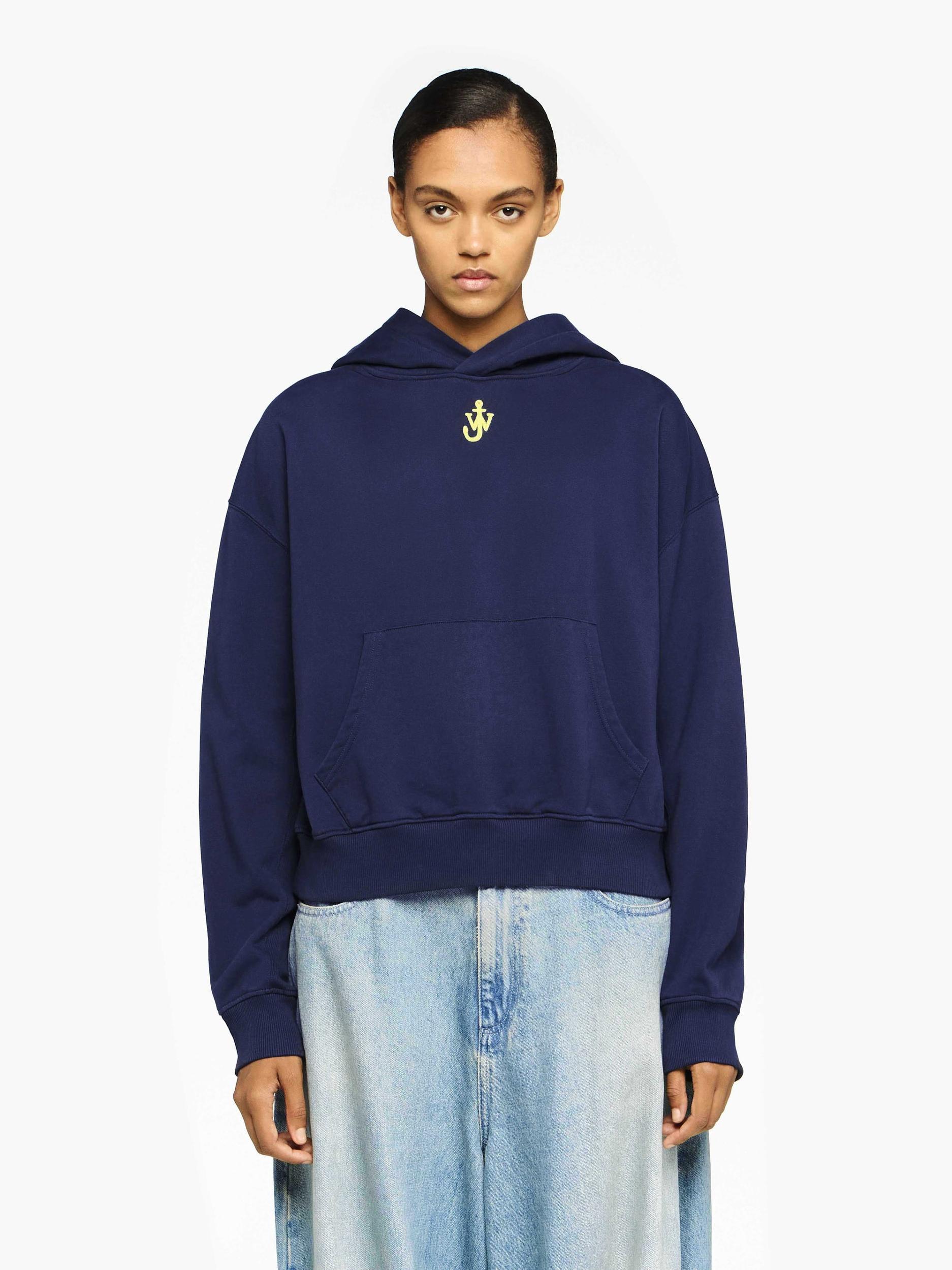 CROPPED HOODIE WITH ANCHOR EMBROIDERY Product Image