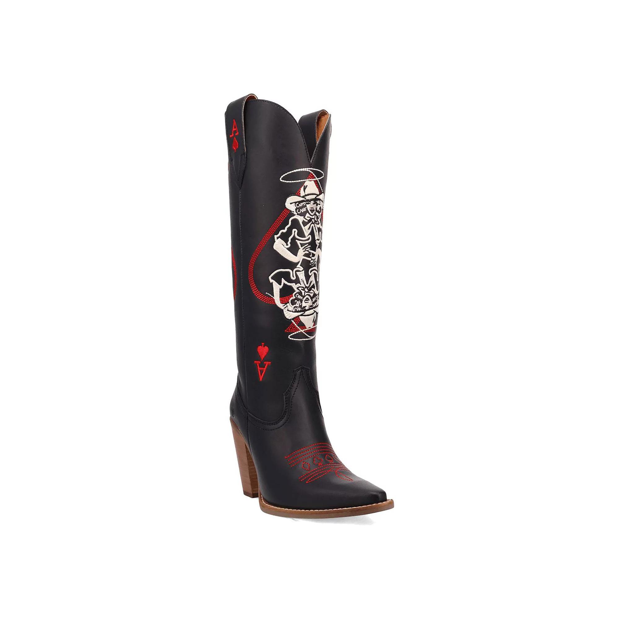 Dingo Ace Of Spades Women's Leather Boots, Size: 7.5, Black Product Image