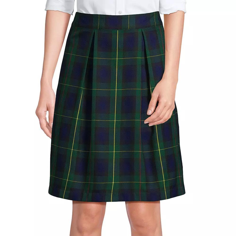 Women's Lands' End School Uniform Plaid Top-Of-Knee Skort, Size: 14, Hunter Blue Plaid Product Image
