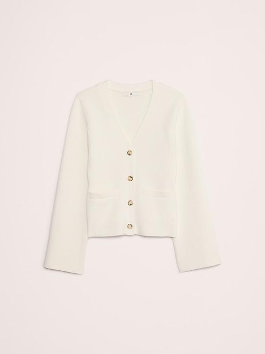 Cotton-Silk Flare-Sleeve Cardigan Product Image