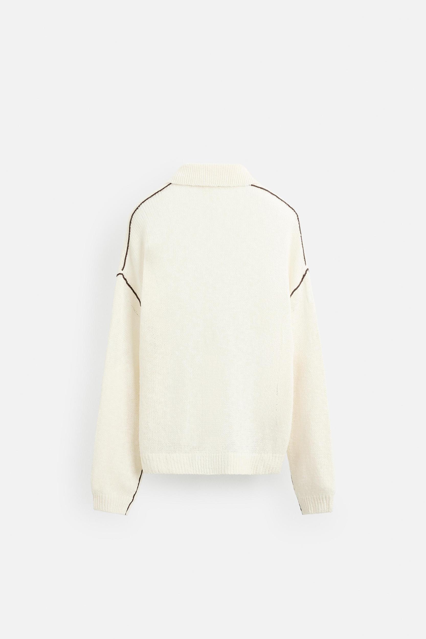 COTTON - LINEN BLEND KNIT POLO Product Image