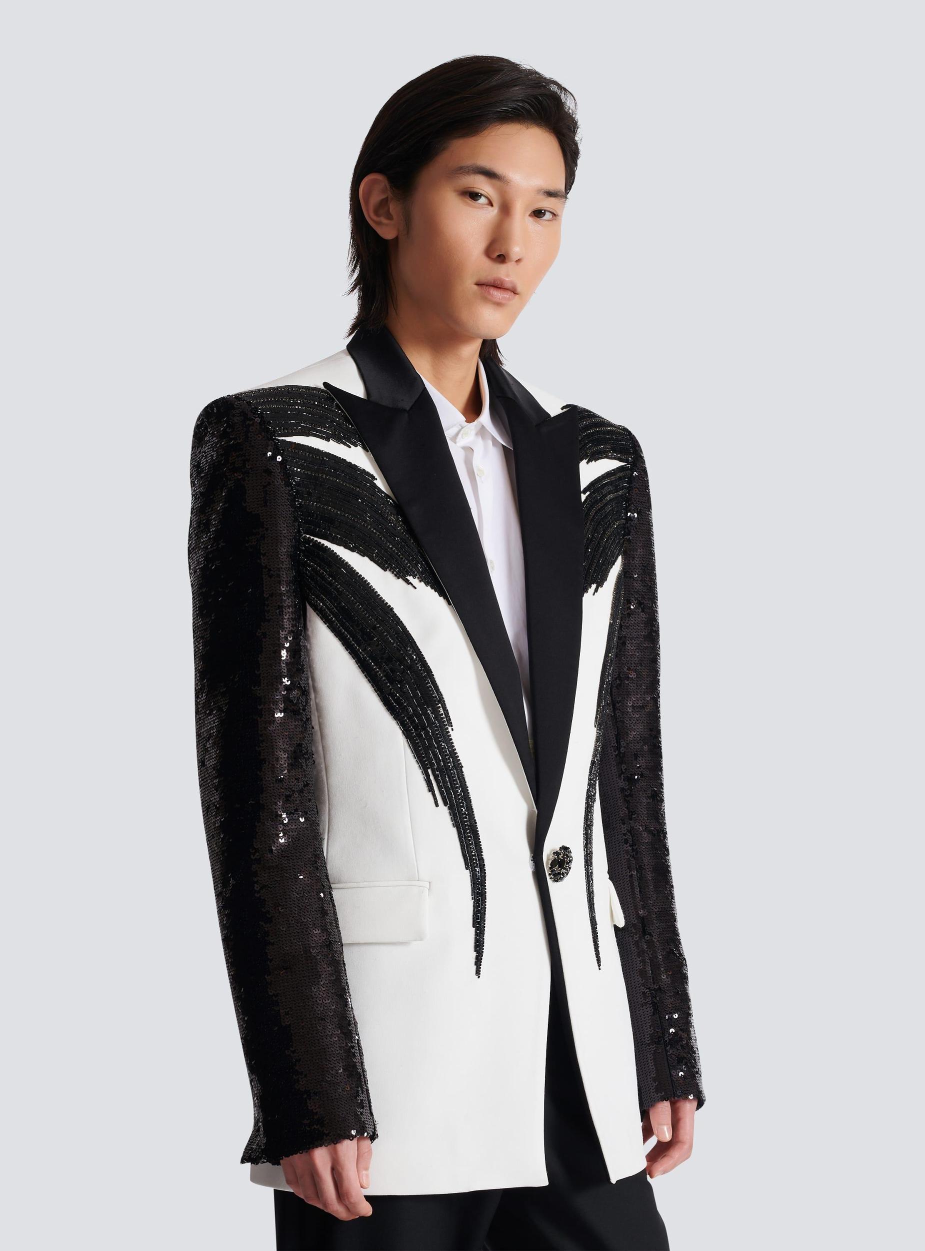 Two-tone jacket with sequin embroidery Product Image