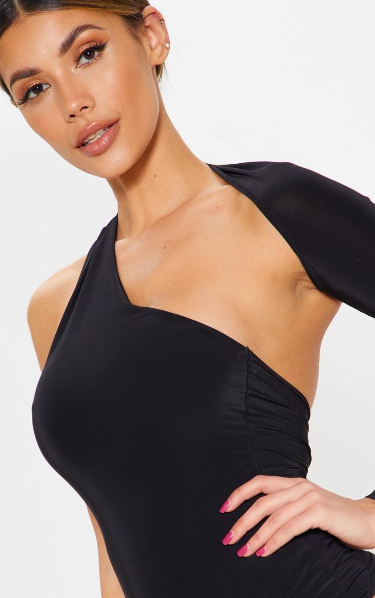 Black One Shoulder Asymmetric Bodysuit Product Image