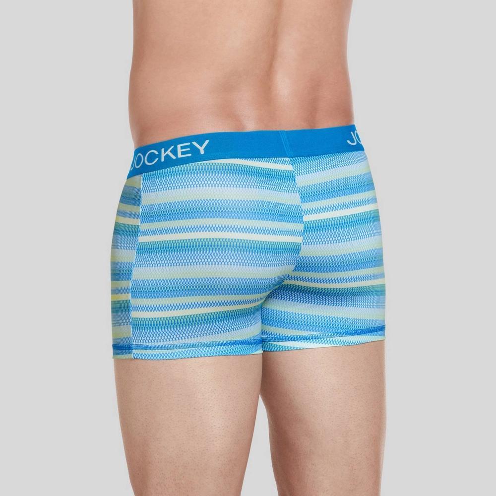Jockey Generation™ Men's 3pk Microfiber Trunks - Light Blue/Net/Blue S: Low Rise, Full Waistband Elastic, Stripe Pattern Product Image