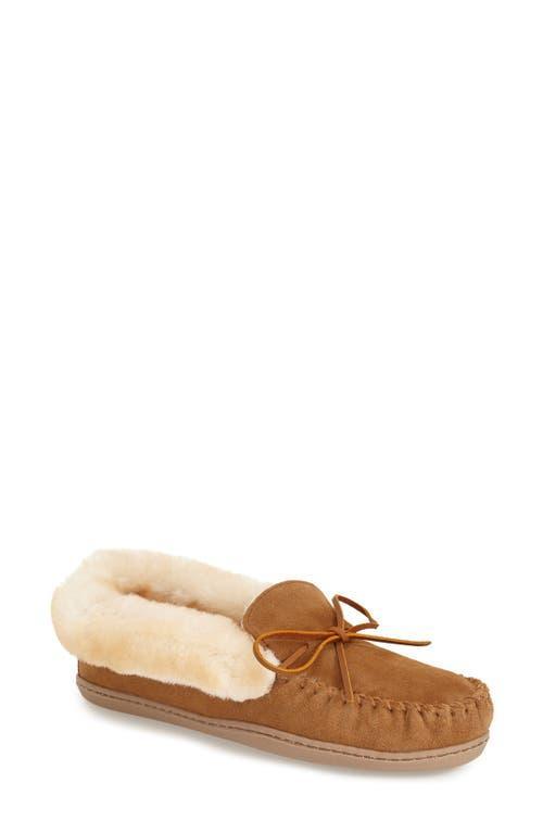 Minnetonka Alpine Bow Detail Suede Sheepskin Slippers Product Image