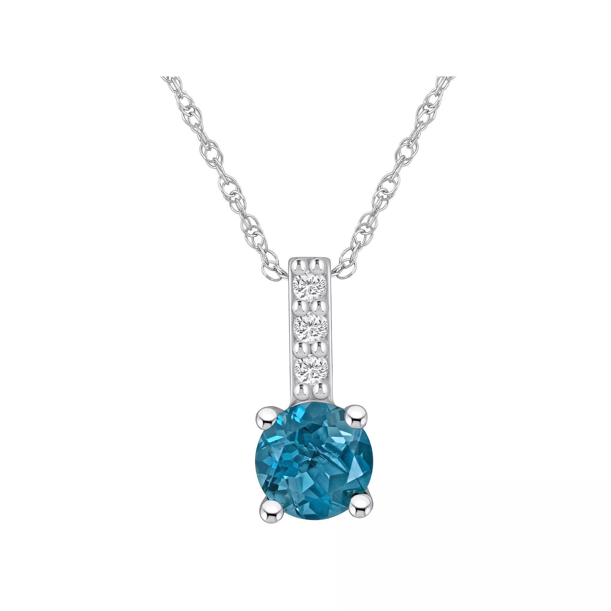 Alyson Layne 14k White Gold Round Citrine & Diamond Accent Pendant Necklace, Women's, Size: 18" Product Image