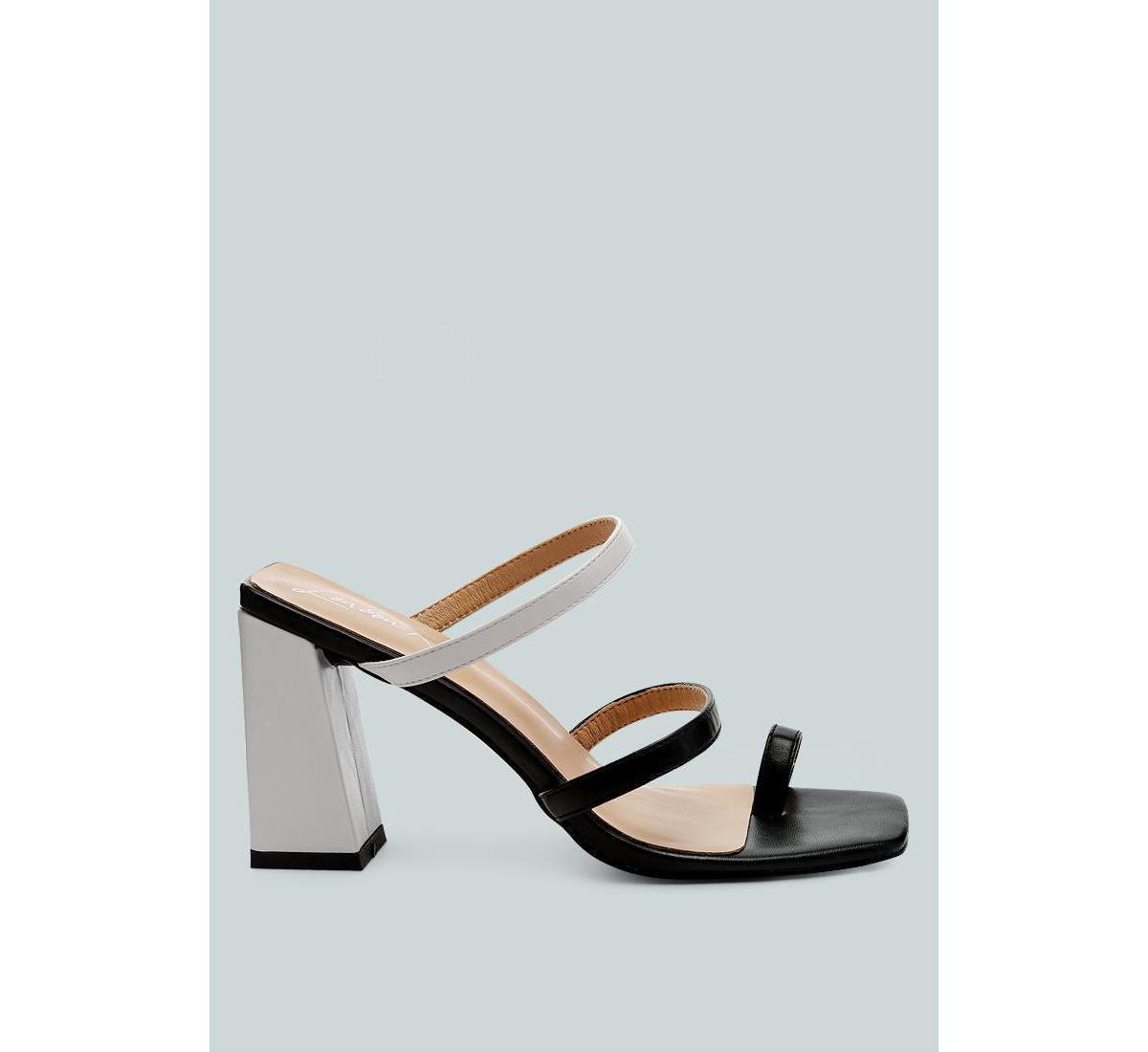 Women's Block Heel Thong Sandals, Size: 10, White Black Product Image