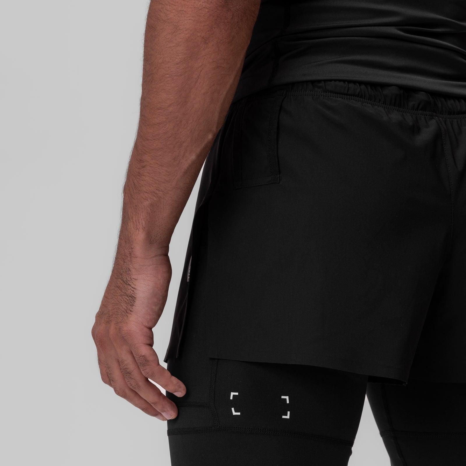0911. Tetra-Lite® 2-in-1 High Split Legging Short - Black "Cyber"/Black Product Image