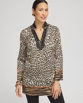 Embellished Mixed Animal Print Kurta Top Product Image