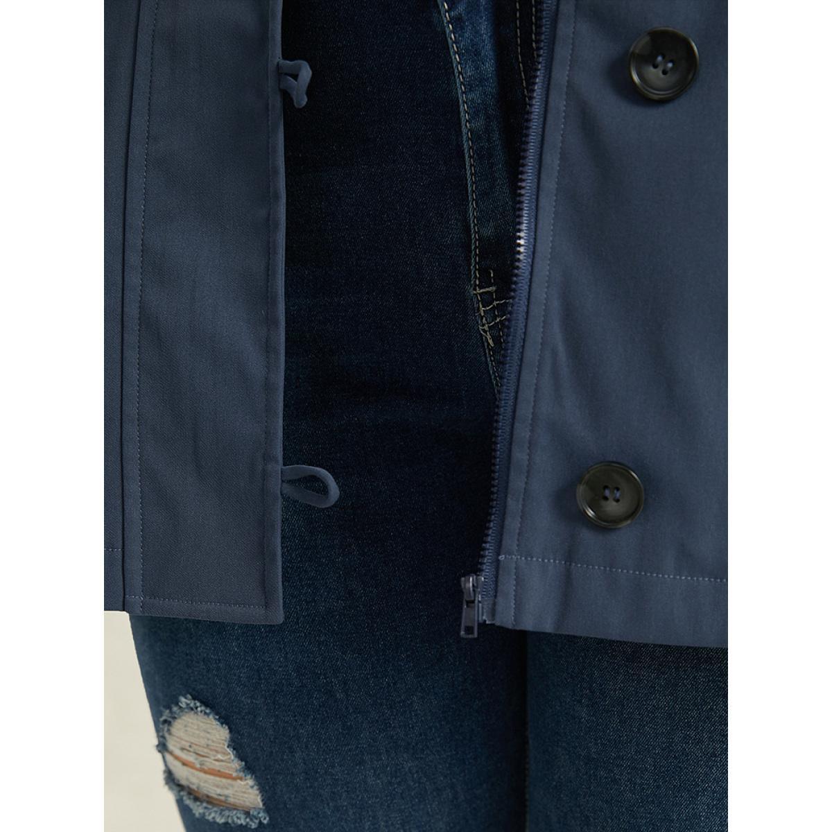 Plus Size Striped Patchwork Zipper Pocket Drawstring Coat Women DarkBlue Casual Contrast Ladies Everyday Winter Coats BloomChic 10/M Product Image