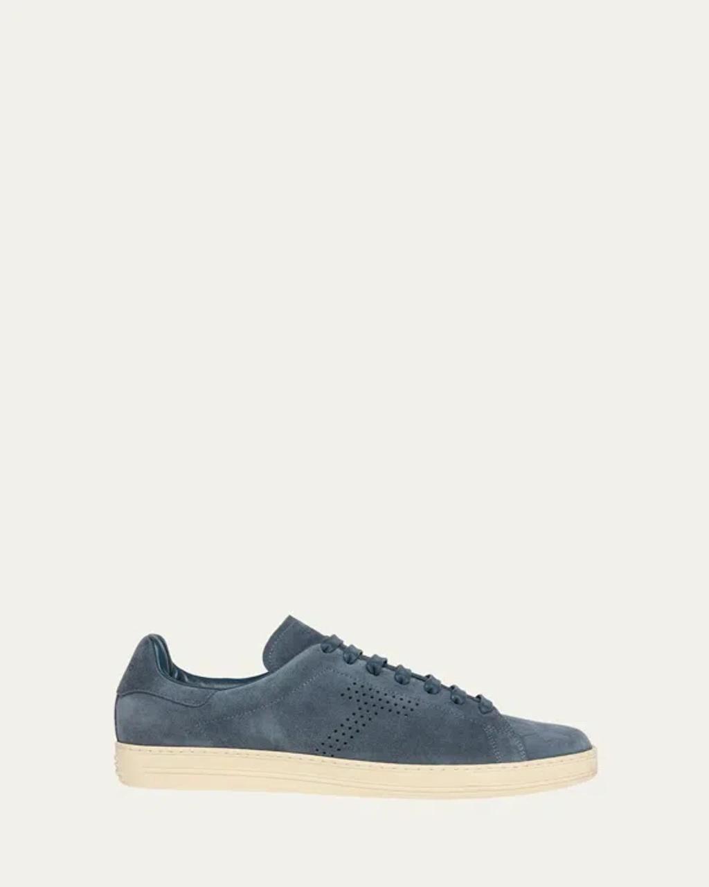 TOM FORD Men's Warwick Suede Sneakers In Denim Cream Product Image