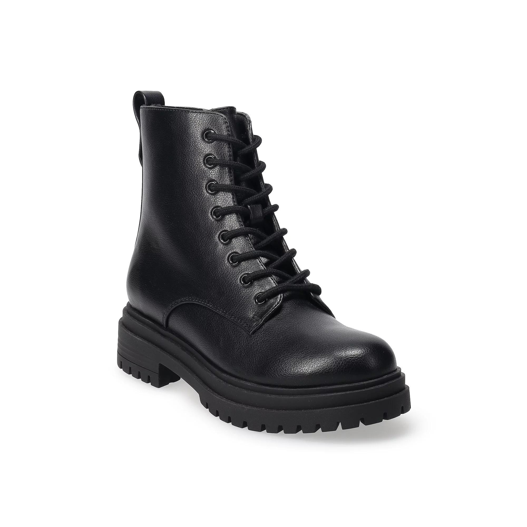 SO® Meela Women's Lace-Up Combat Boots, Size: 5.5, Black Product Image