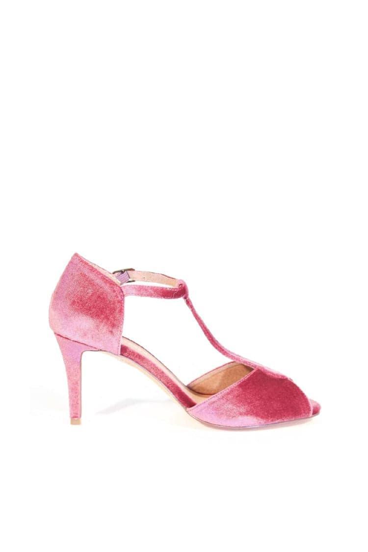 Blondie T-Strap Velvet Heels Product Image