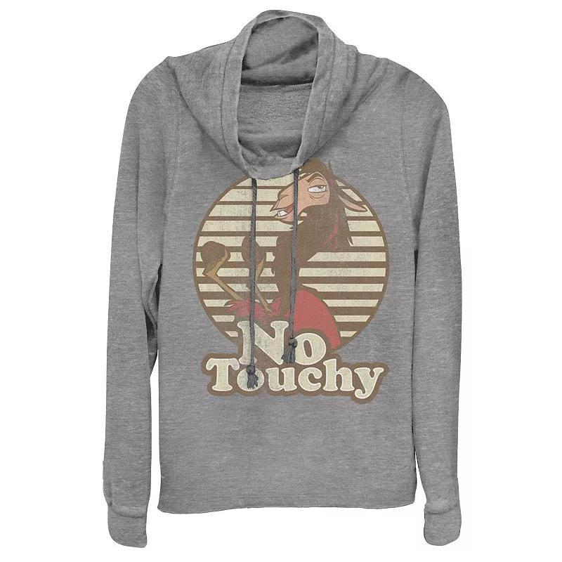 Disneys Emperors New Groove Kuzco Llama No Touchy Juniors Cowlneck Graphic Lightweight Long Sleeve, Girls Gray Grey Product Image