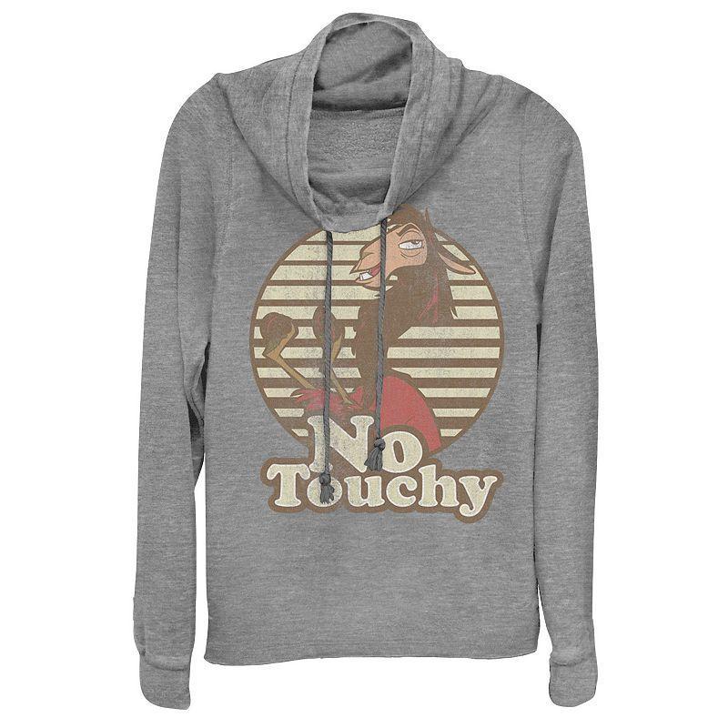Disneys Emperors New Groove Kuzco Llama No Touchy Juniors Cowlneck Graphic Lightweight Long Sleeve, Girls Gray Grey Product Image