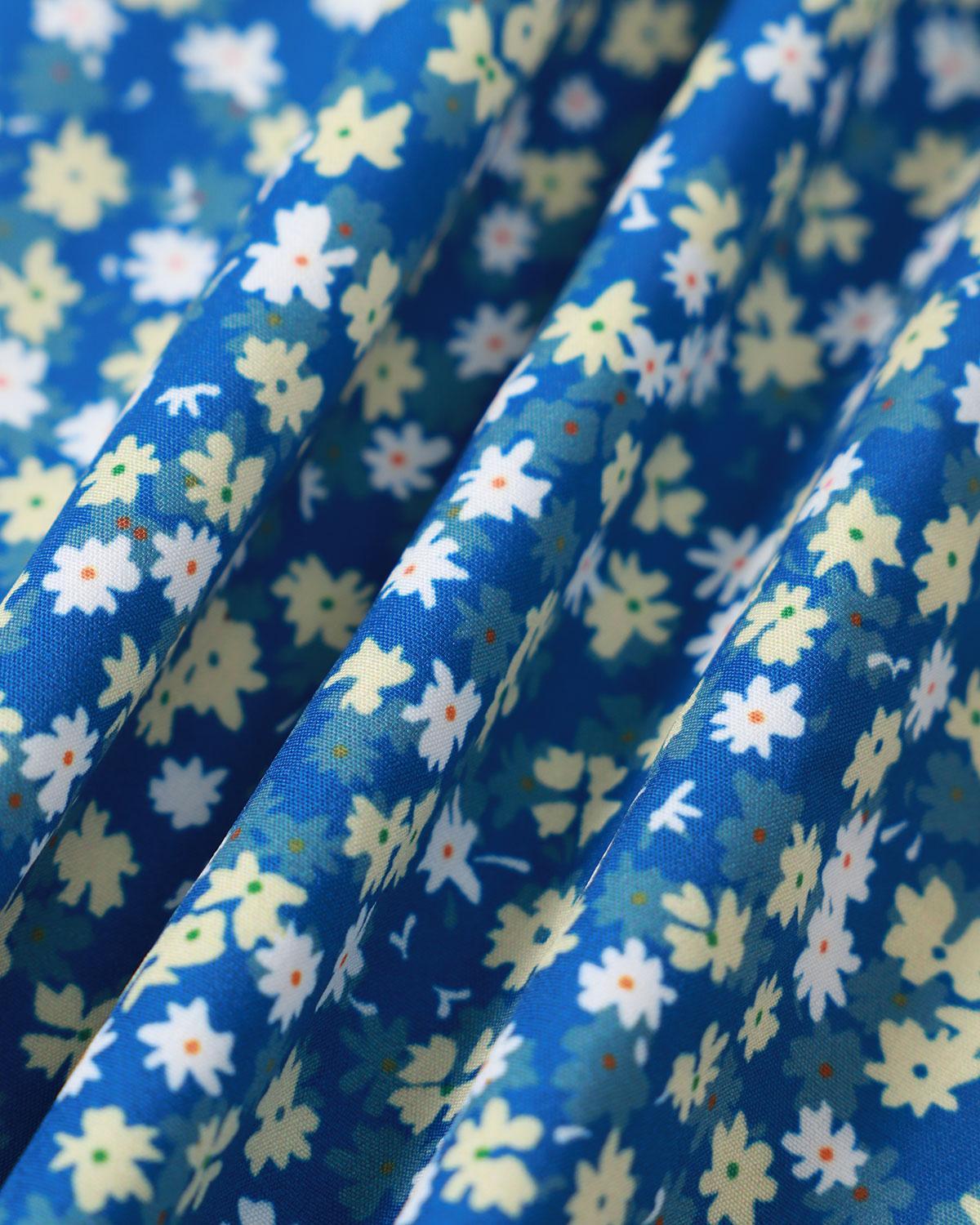 The Blue Floral Frill Trim Midi Dress Product Image