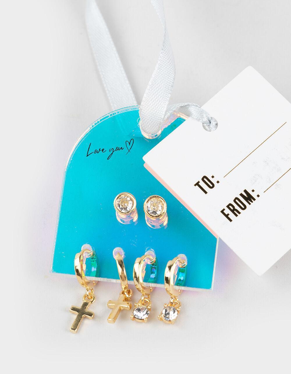 FULL TILT 3 Pack 14K Gold Dipped Hoop Earrings Set Product Image