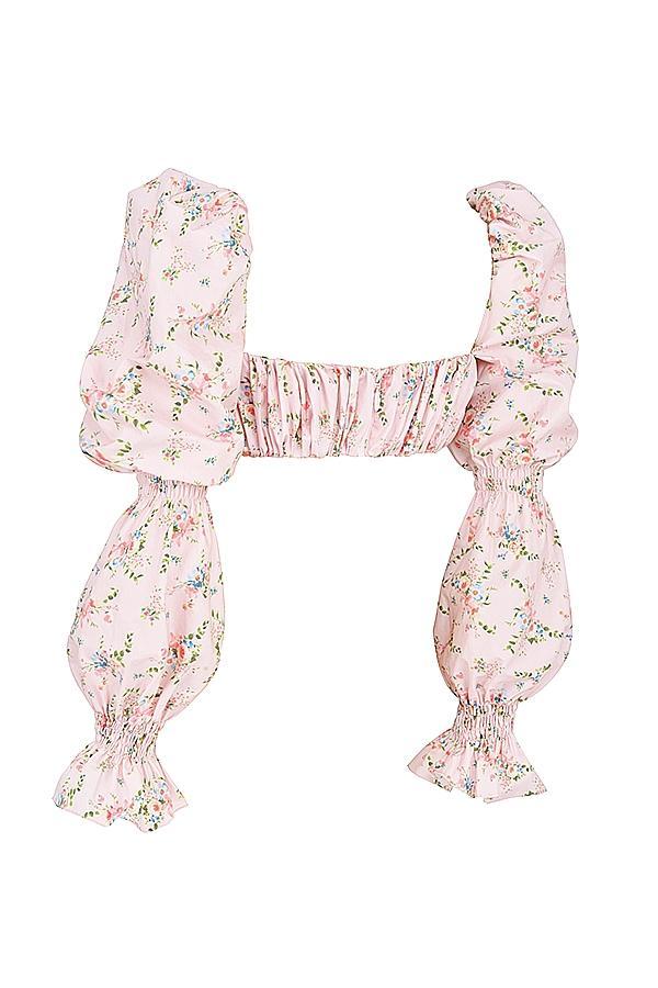Henrietta Pink Floral Shirred Bralette Top Product Image