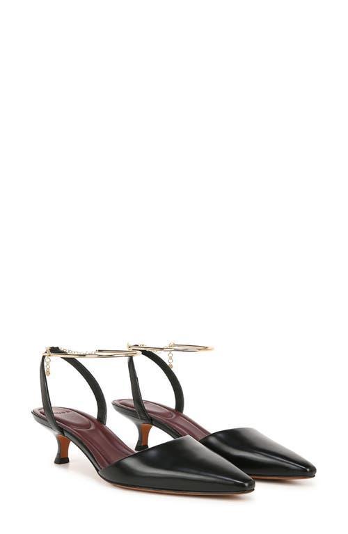 Leather Ankle-chain Slingback Pumps In Black Product Image