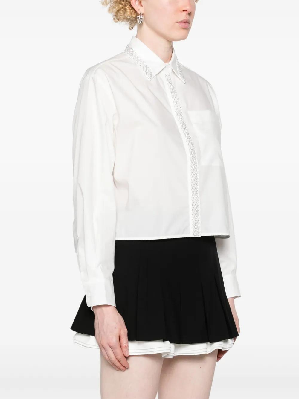 beaded-collar cropped shirt Product Image