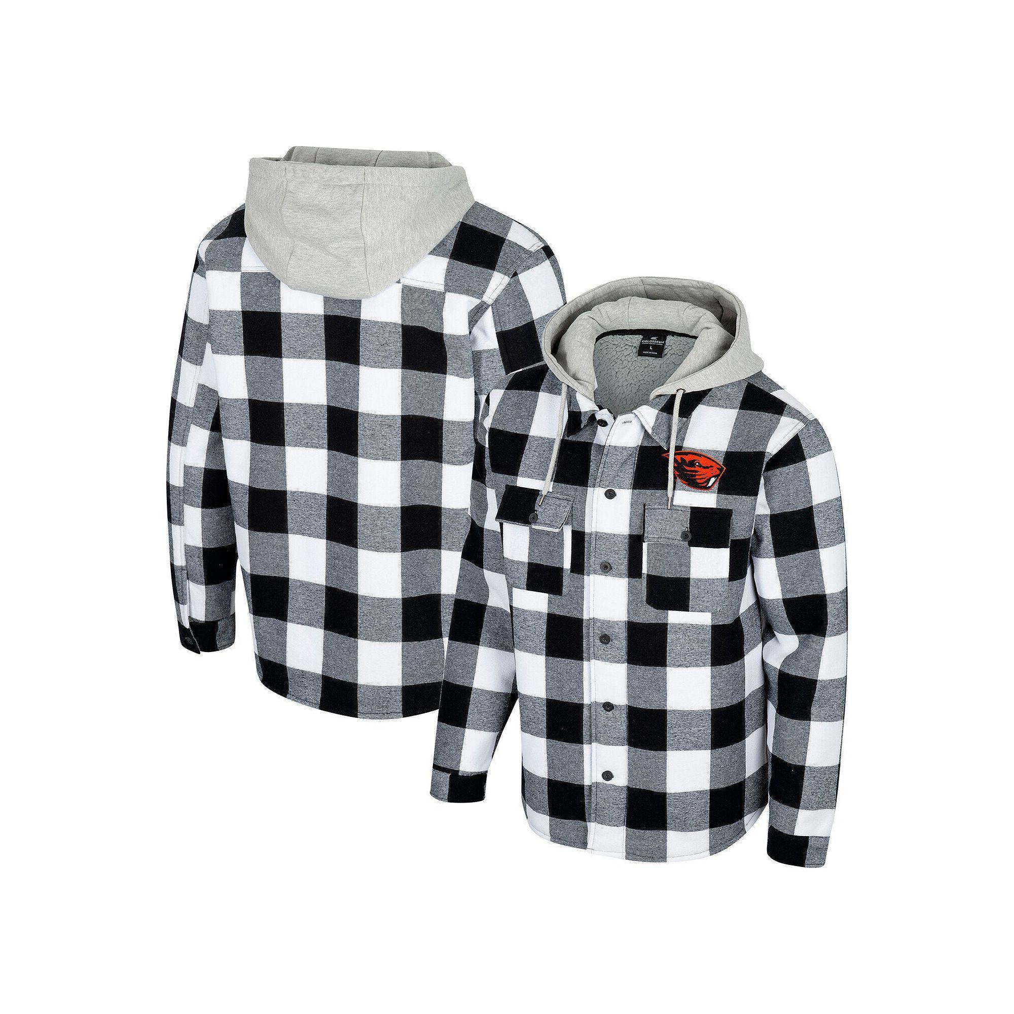 Men's Colosseum Black/White Oregon State Beavers Buffalo Plaid Full-Zip Jacket, Size: XL Product Image