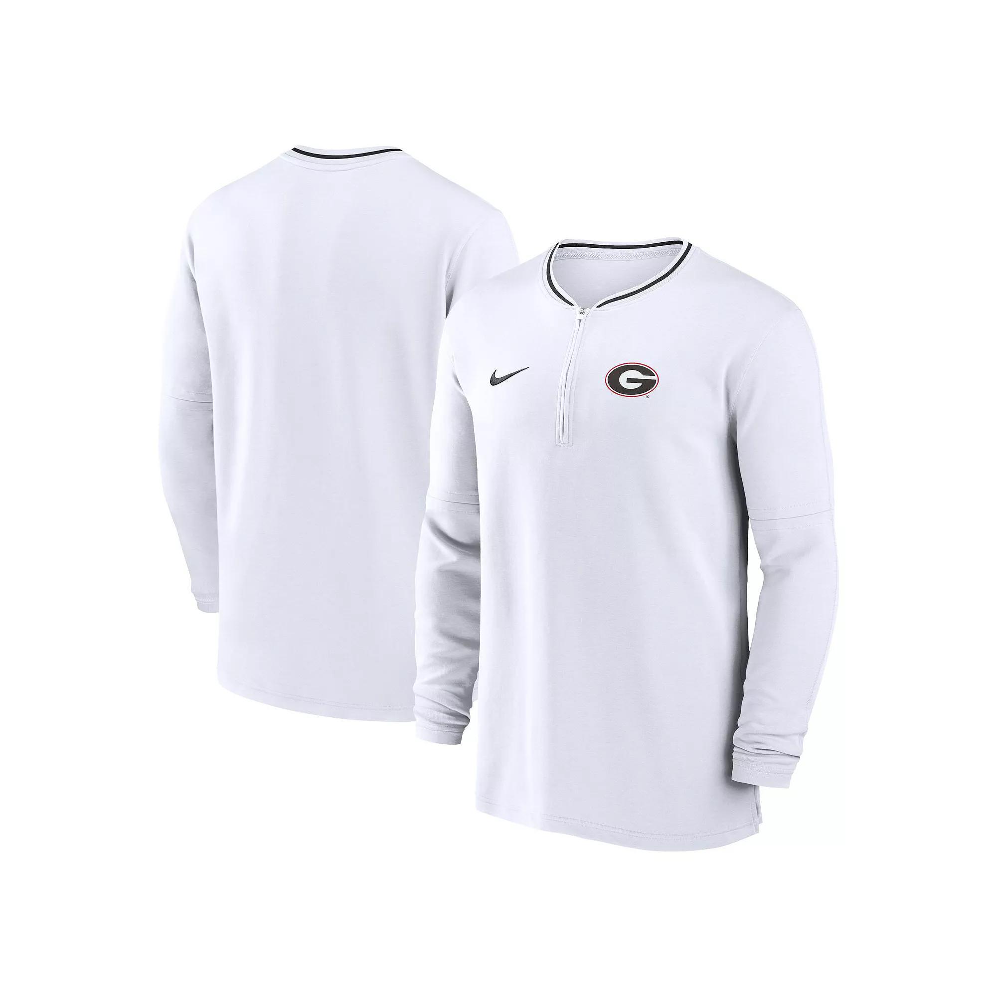 Men's Nike White West Virginia Mountaineers 2024 Sideline Coach Performance Half-Zip Long Sleeve Top, Size: Small Product Image