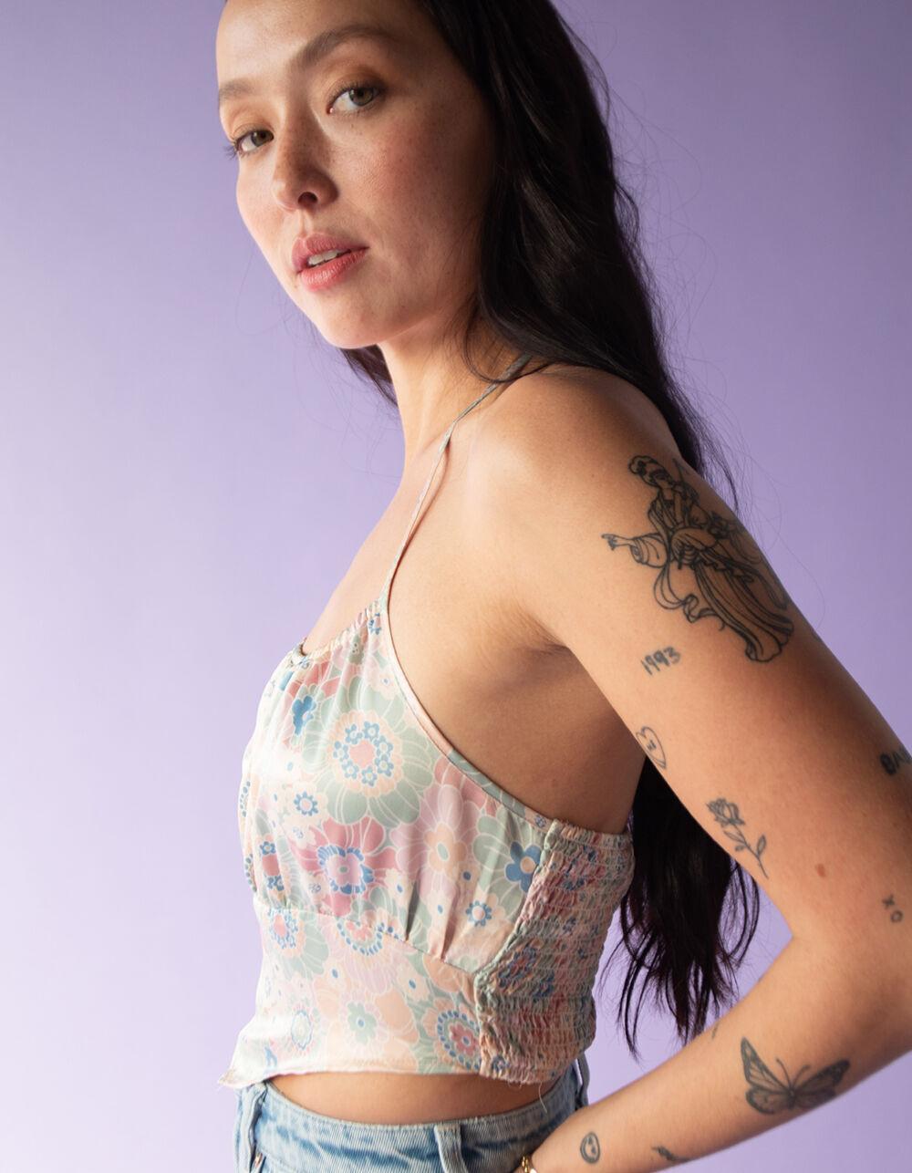 WEST OF MELROSE Womens Hankerchief Satin Cami - MULTI Product Image