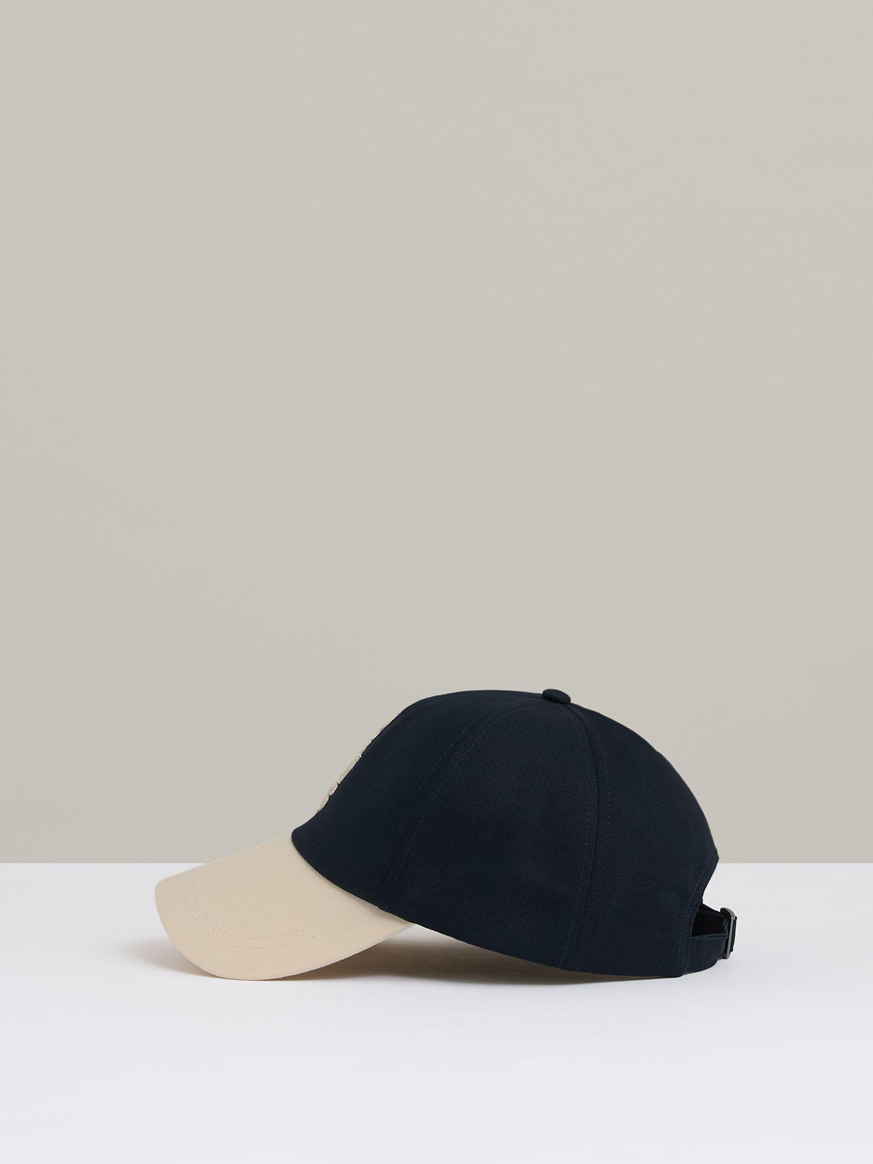 Cotton Contrast-Peak Logo Baseball Cap in Ecru/Navy Product Image