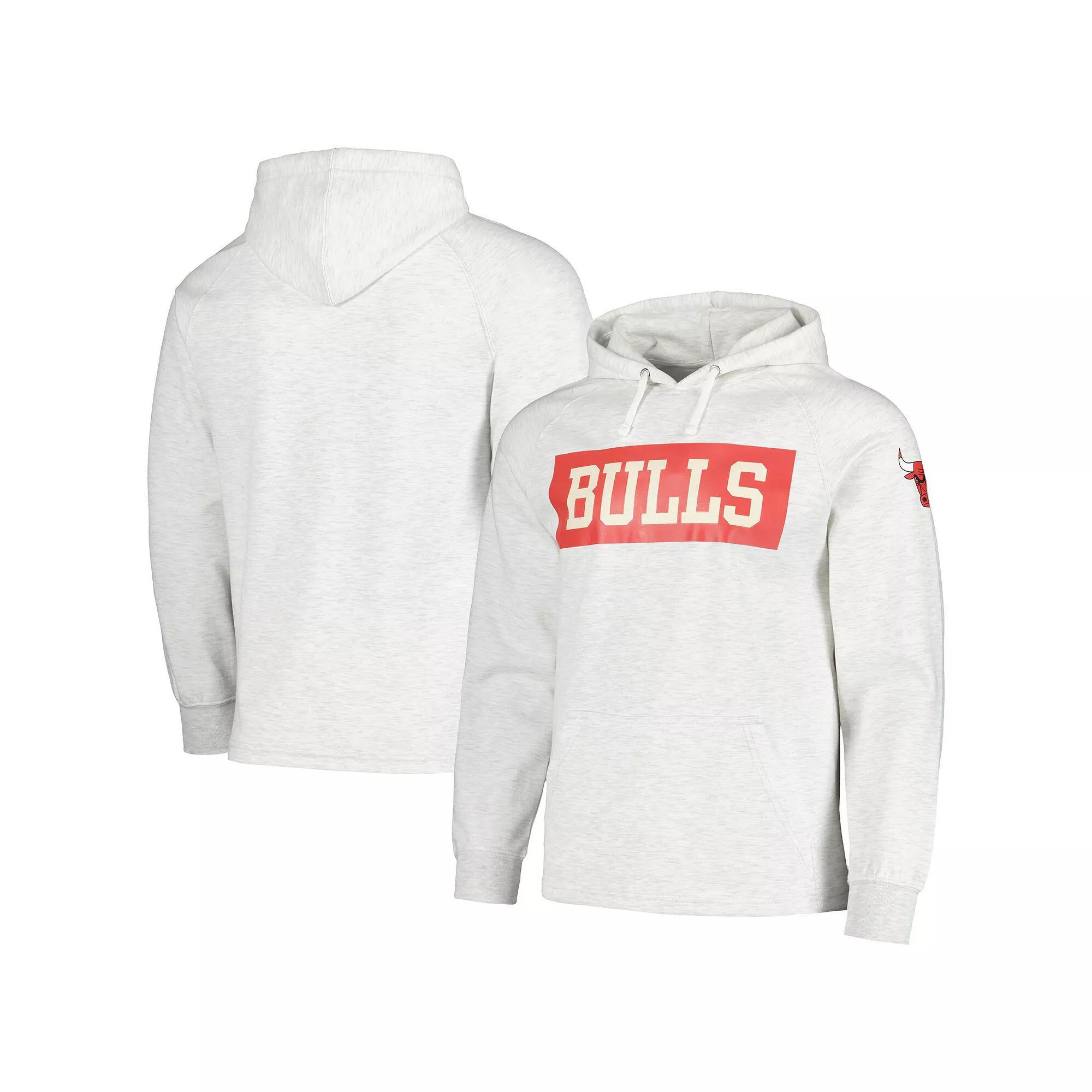 Men's Fanatics Ash Chicago Bulls Softhand Raglan Tri-Blend Pullover Hoodie, Size: Large, Black Product Image