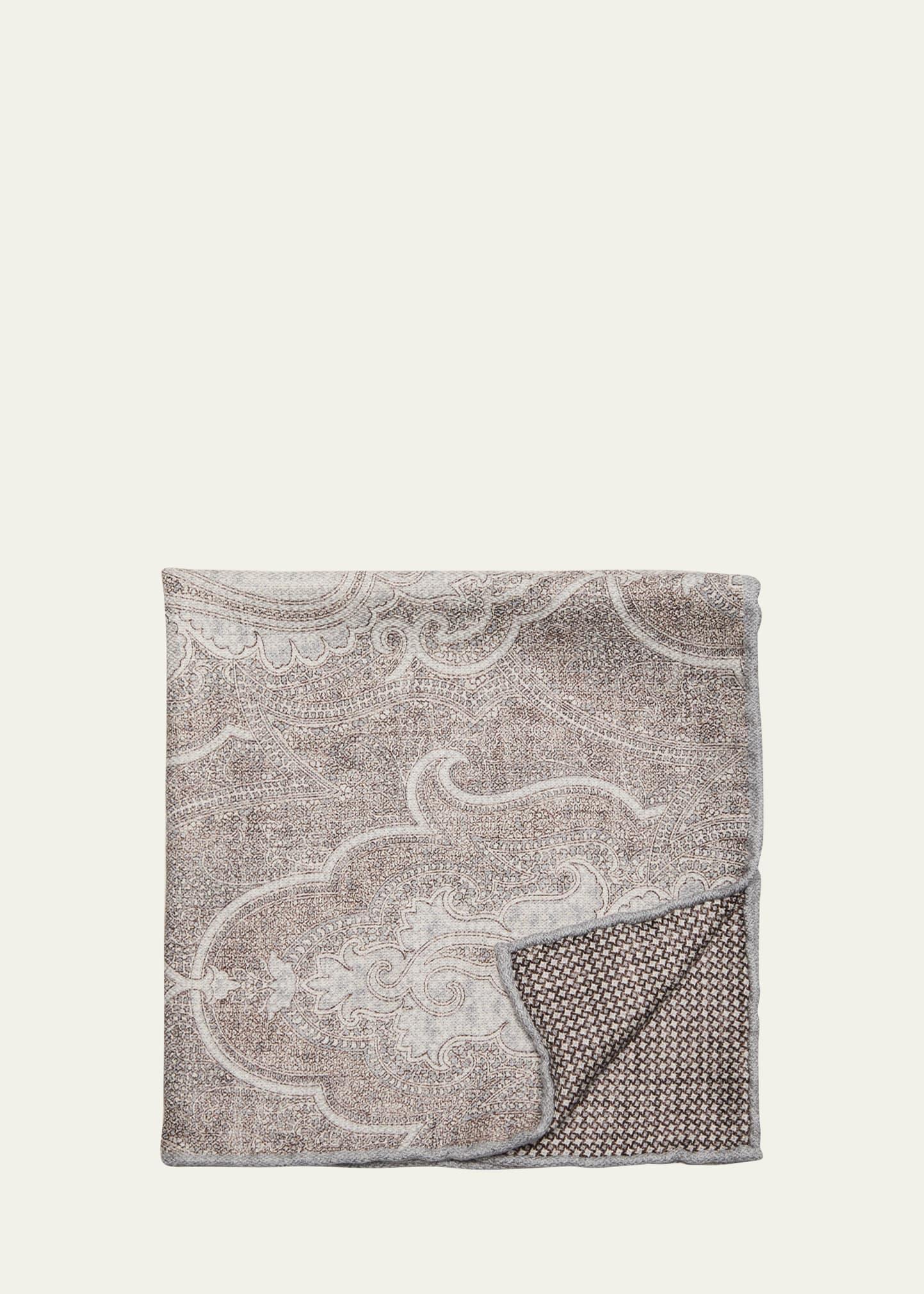 Men's Large Paisley-Print Silk Pocket Square Product Image