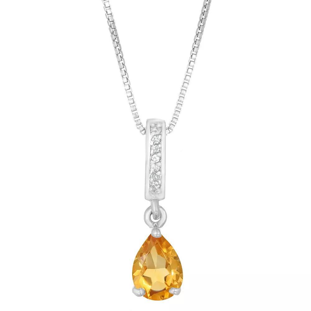 Gemminded Sterling Silver White Topaz Accent & Citrine Pendant Necklace, Women's, Size: 18" Product Image