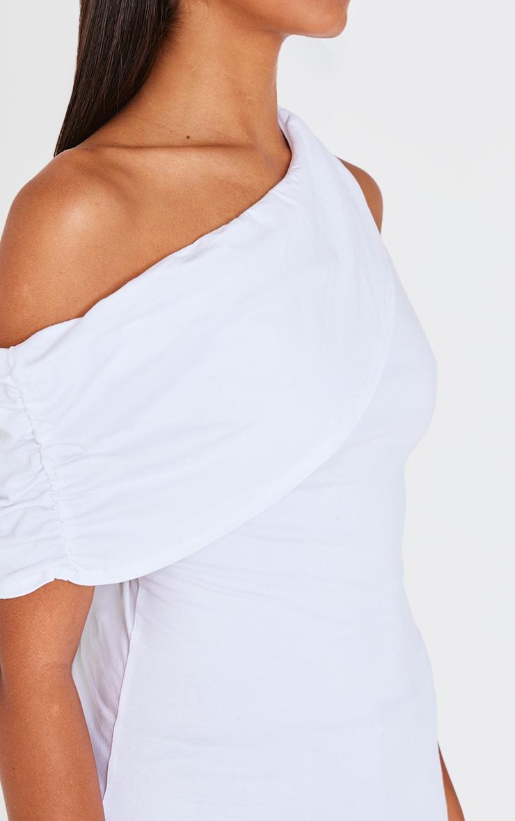 Cream Fold Over Cotton Asymmetric Hem Long Top Product Image
