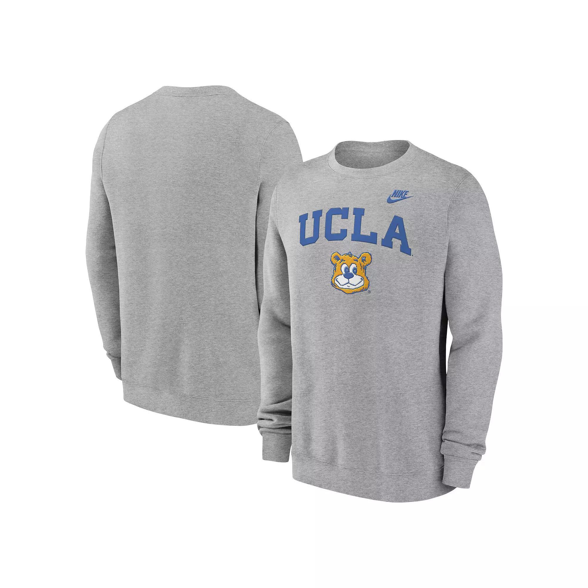 Mens Nike Heather Gray UCLA Bruins Legacy Classic Tackle Twill EmbroideredArch Over Logo Pullover Sweatshirt Product Image