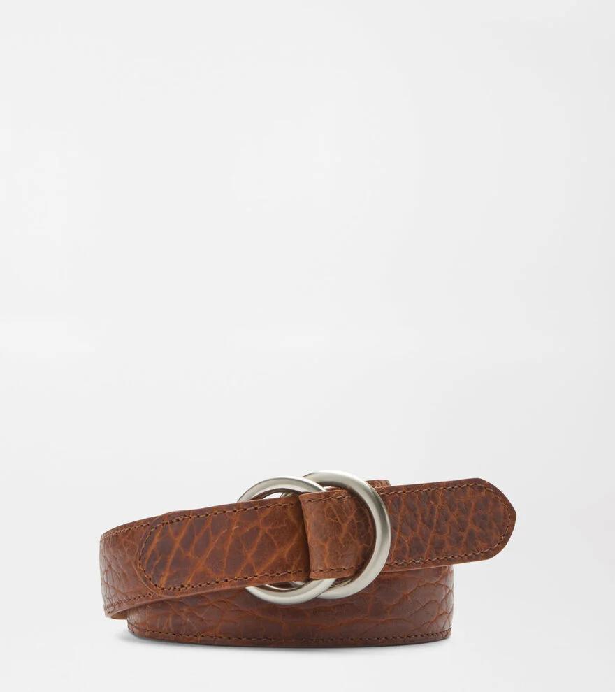 Peter Millar Mens Pebbled Bison O-Ring Belt | Color: Cognac | Size: 30 Product Image