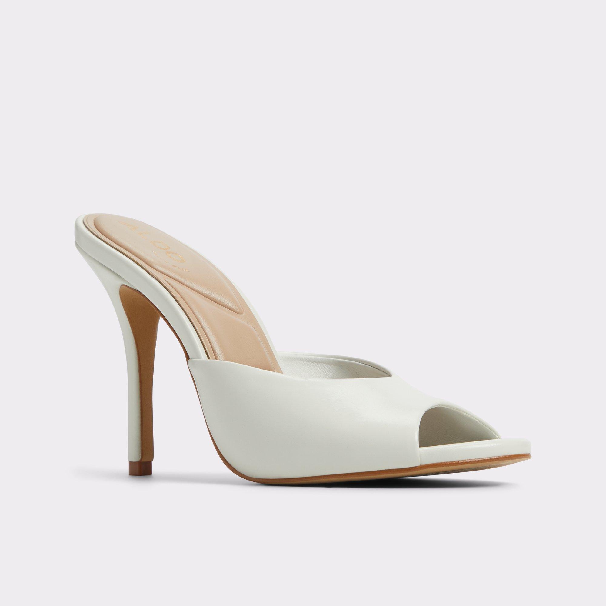ALDO Fidelia - Women's Heeled Mules Sandals - White, Size 6 Product Image