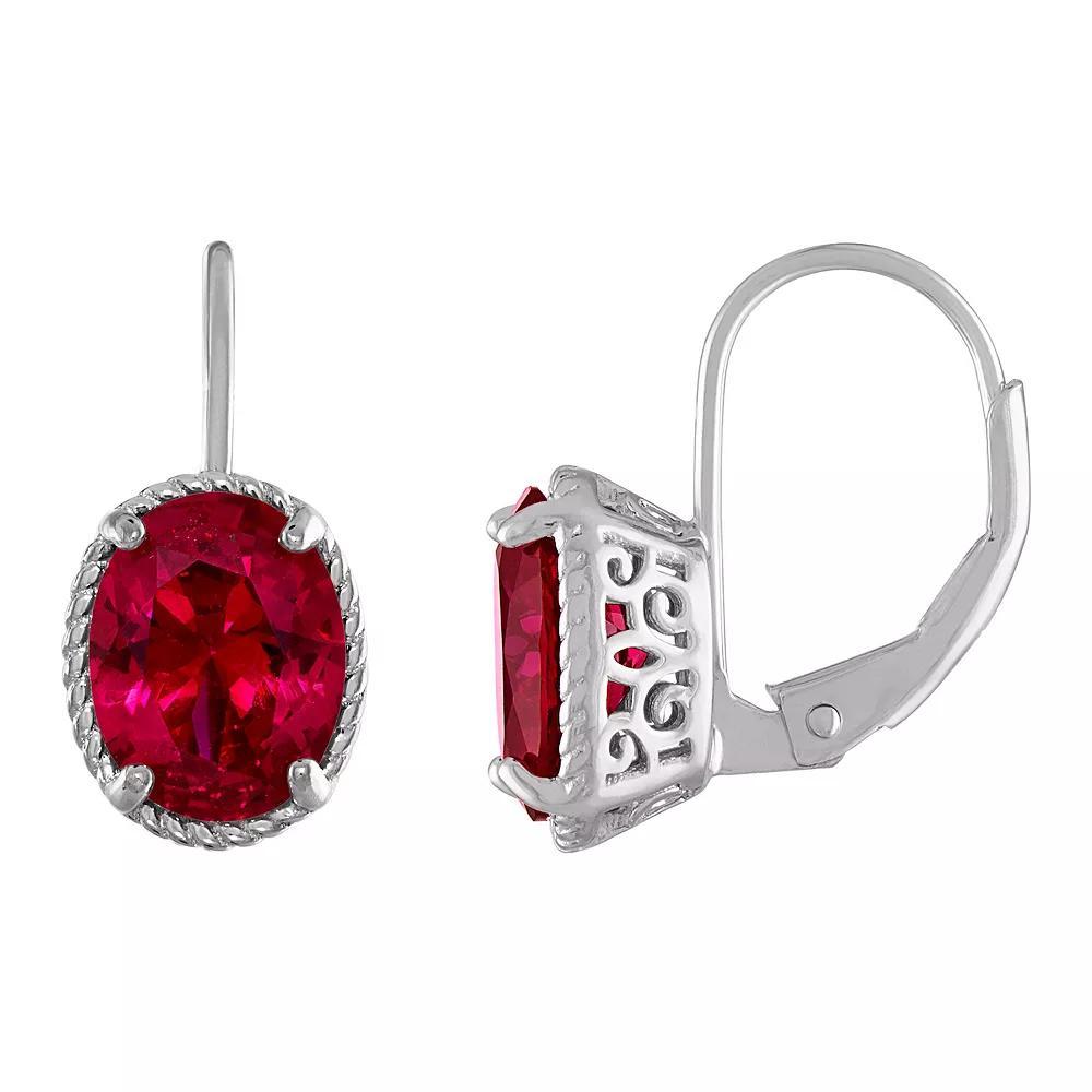 Designs by Gioelli Gemstone Leverback Earrings, Women's, Lab Created Red Product Image