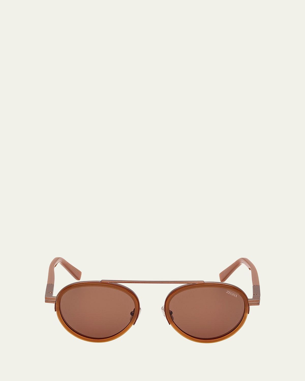 Mens ORIZZONTE II Metal-Acetate Round Sunglasses Product Image