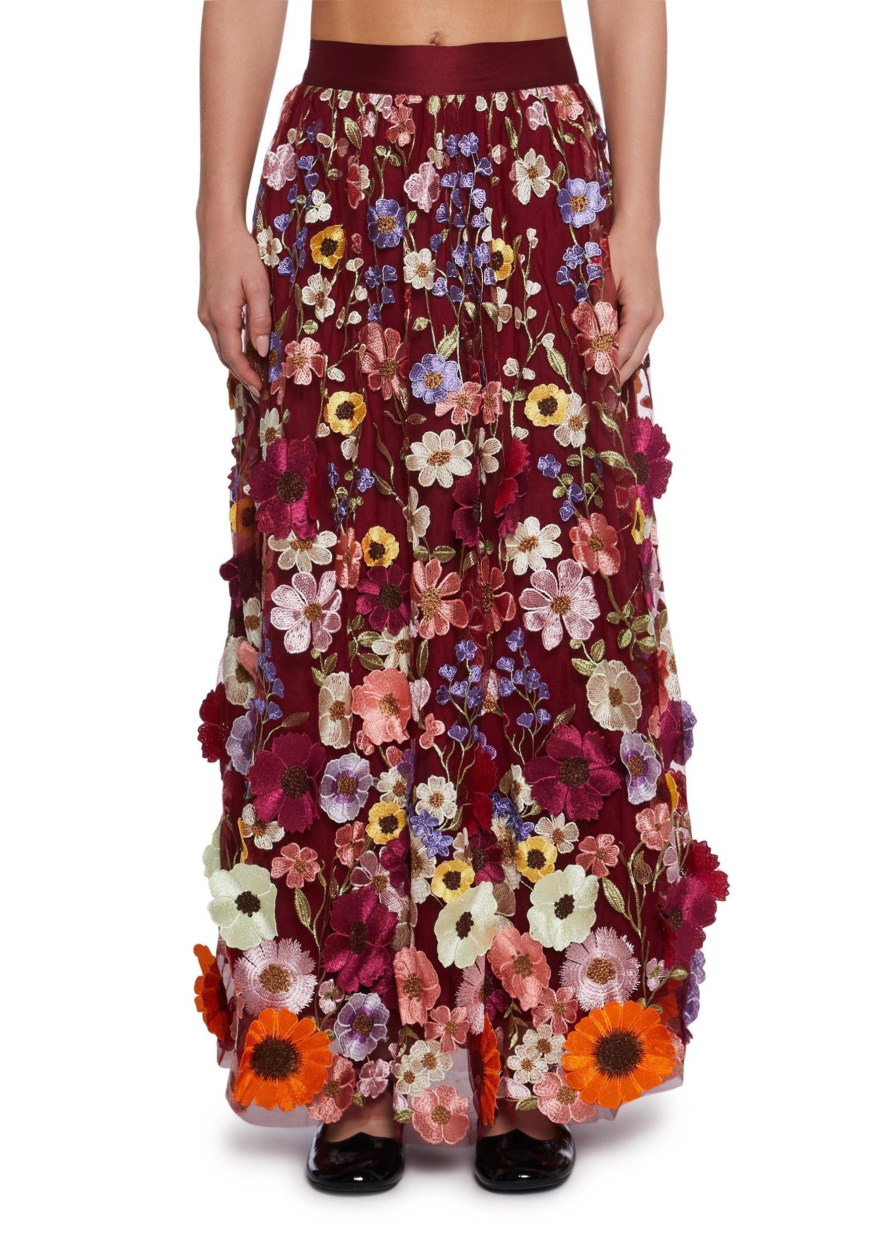 3D Floral Applique Maxi Skirt Sugar Thrillz - Multi Product Image
