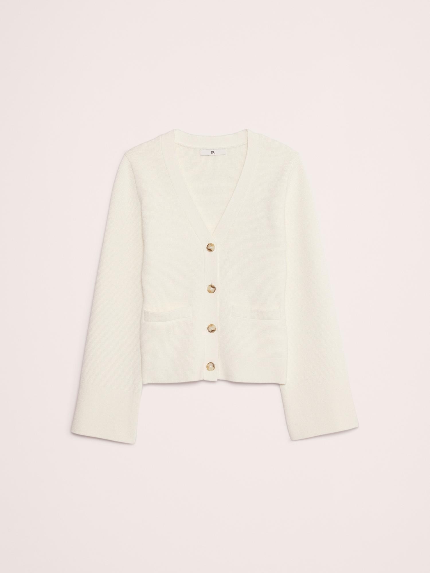 Cotton-Silk Flare-Sleeve Cardigan Product Image