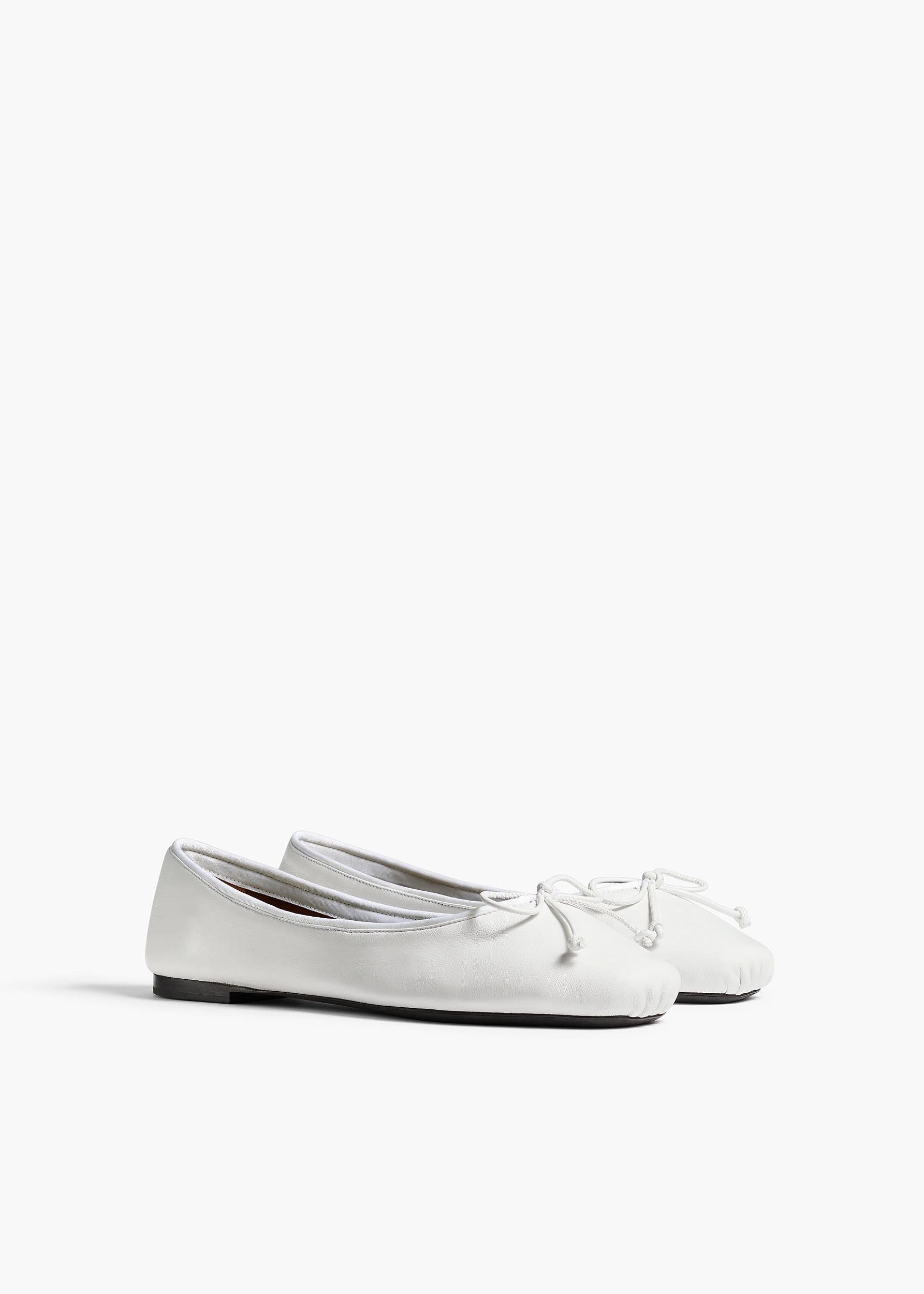 Charlotte Ballerina Flat in Optic White Leather Product Image