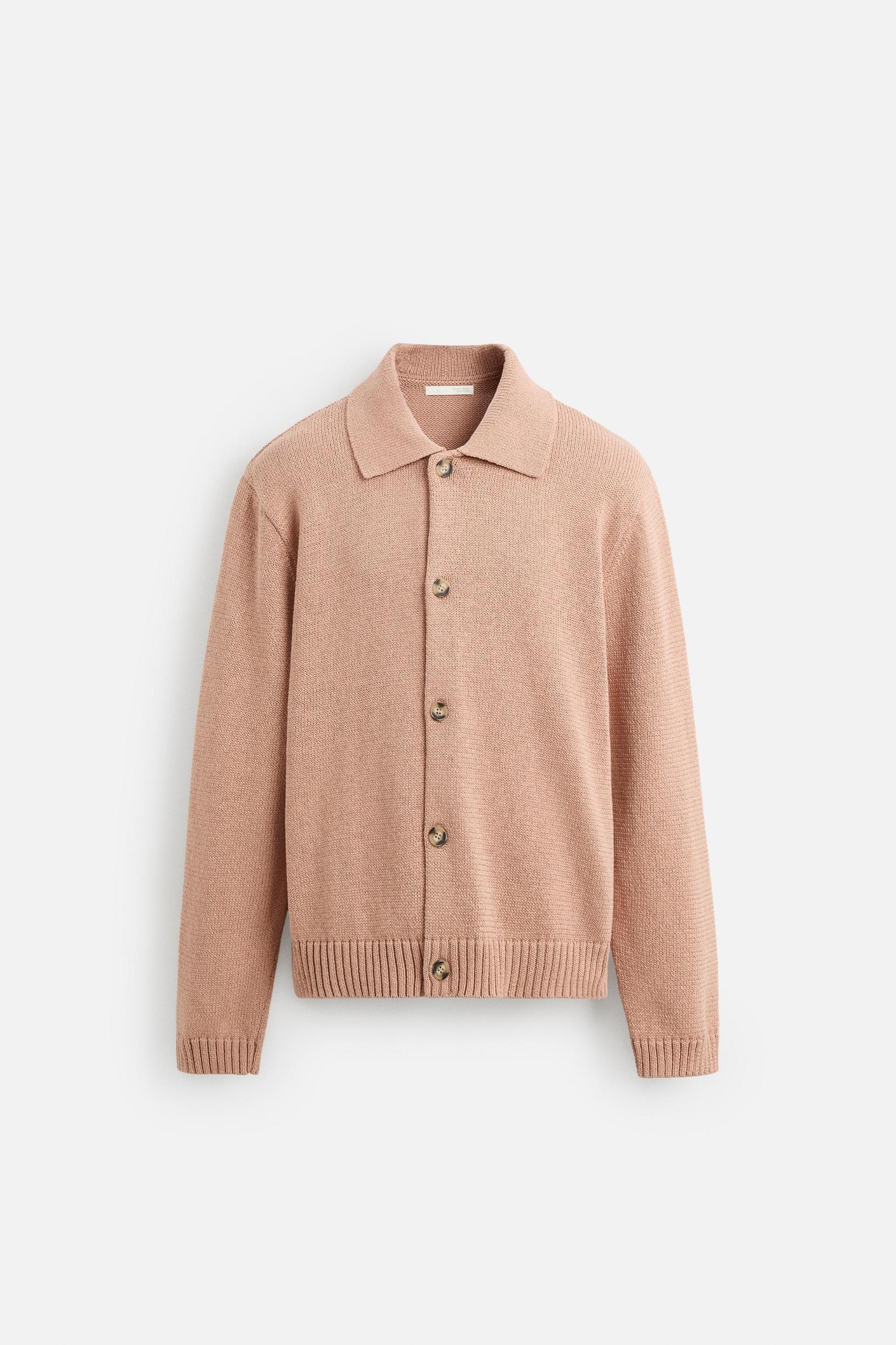 TEXTURED COTTON BLEND CARDIGAN Product Image