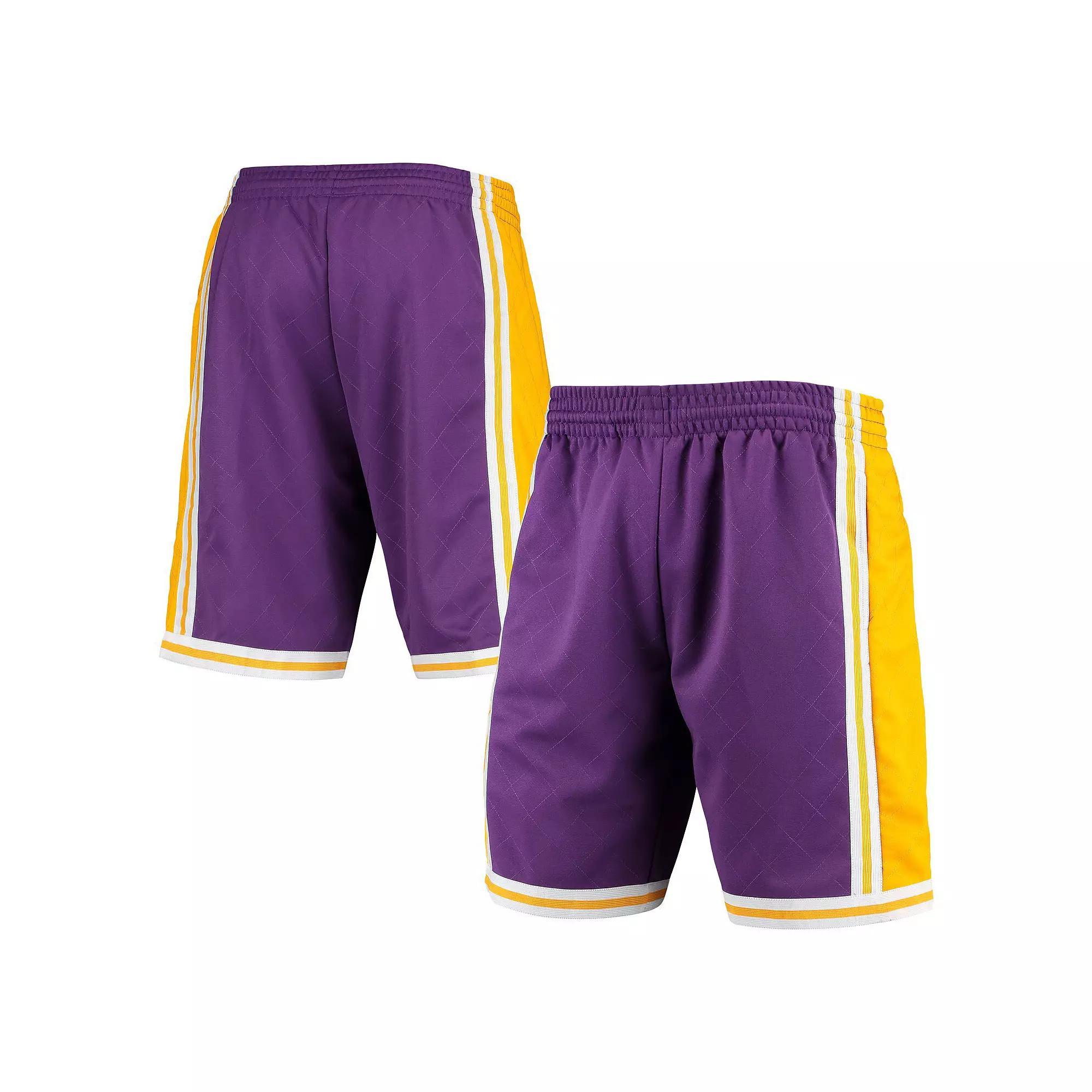 Men's Mitchell & Ness Purple Los Angeles Lakers 1984 Hardwood Classics 75th Anniversary Swingman Shorts, Size: 2XL Product Image