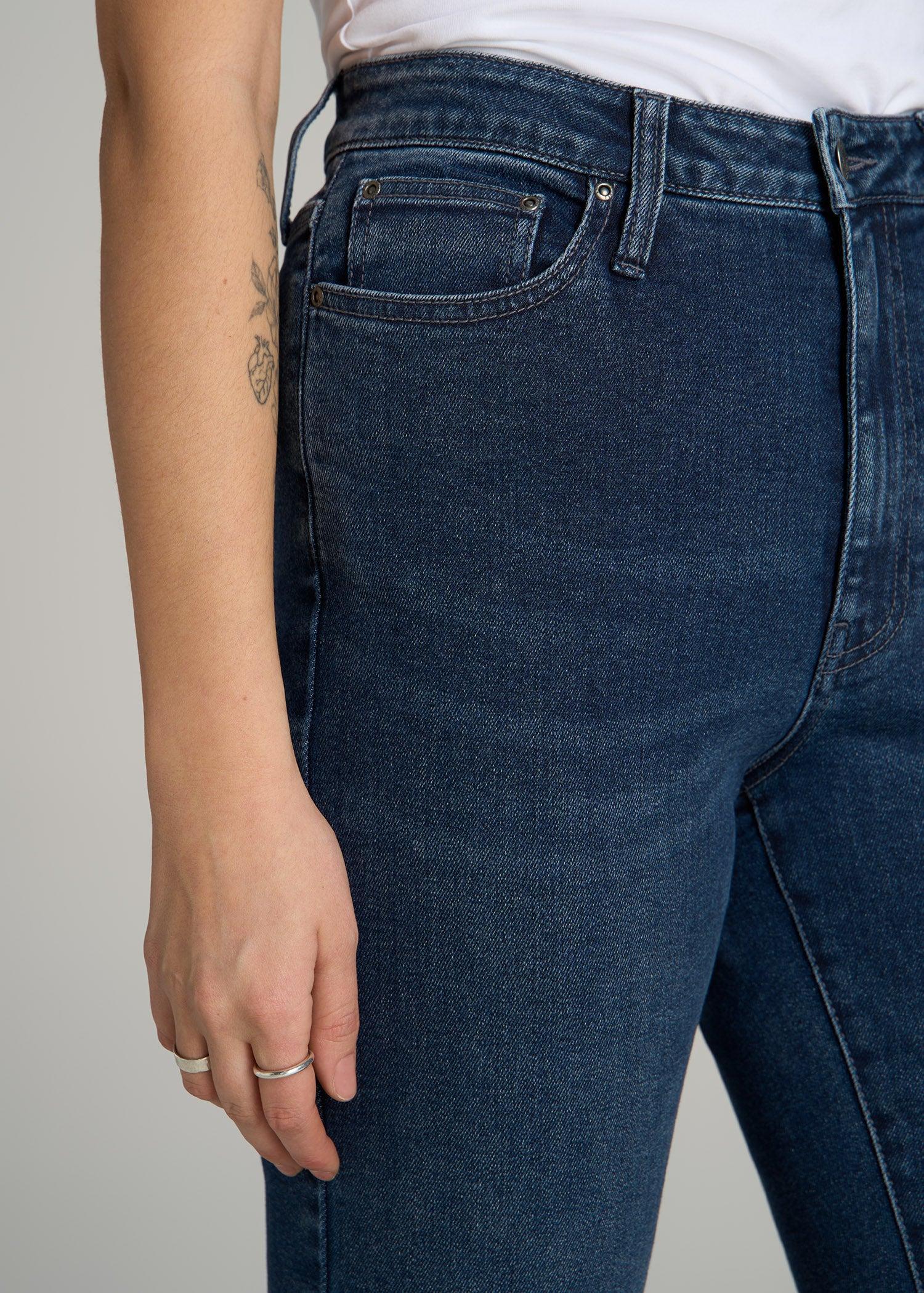 Chloe High Rise Flare Jeans for Tall Women in Faded Dark Indigo Product Image